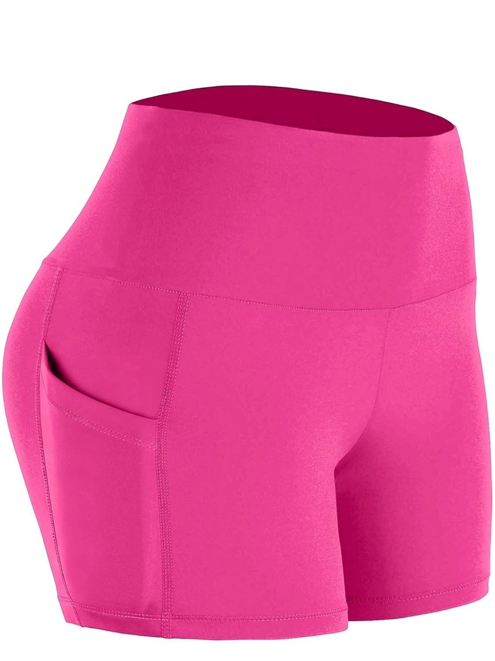 High-Waist Hot Pink Athletic Shorts with Side Pocket
